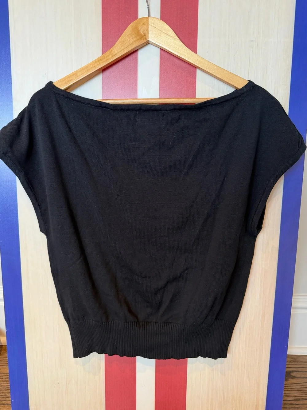 Oxknit Retro Star Relaxed Black Cotton Knit Top - Picture 2 of 5